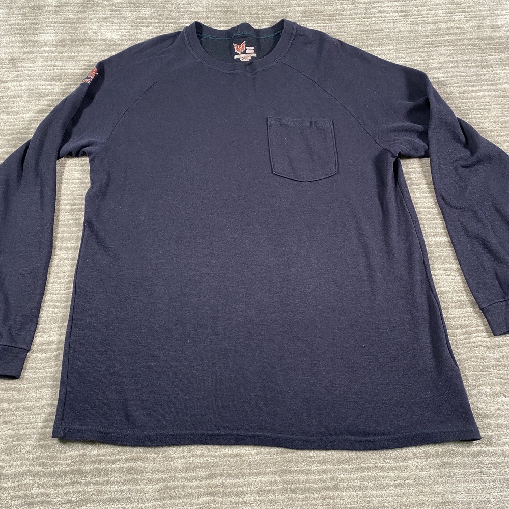 DRIFIRE Shirt Mens Large Blue Flame Resistant Long Sleeve Pocket FR Workwear Tee
